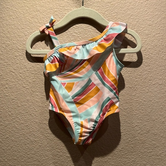 Wonder Nation Girls Neutral Mod One Piece Ruffle Swimsuit Size 12 Months - Picture 2 of 11